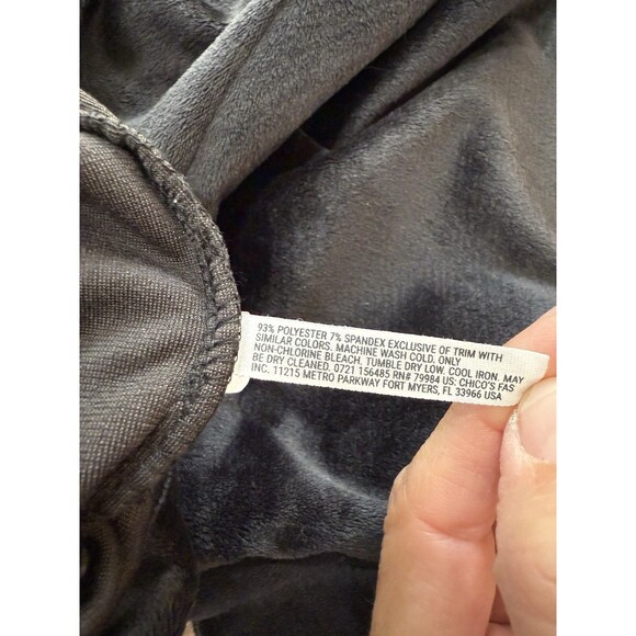 Cozy Black Velour V-Neck Pullover Top Soft Lounge Long Sleeve Relaxed Fit XXL - Picture 8 of 8